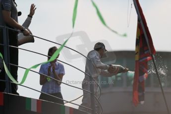 World © Octane Photographic Ltd. Sunday 7th September 2014, Italian GP, Monza - Italy. - Formula 1 Podium. Mercedes AMG Petronas F1 W05 Hybrid – Lewis Hamilton (1st). Digital Ref: 1113LB1D8656