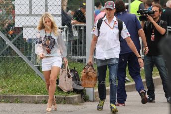 World © Octane Photographic Ltd. Friday 5th September 2014, Italian GP, Monza - Italy. - Formula 1 Paddock. Sauber C33 – Adrian Sutil with girlfriend. Digital Ref: 1093CB7D8668