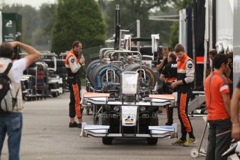 World © Octane Photographic Ltd. Friday Friday 5th September 2014. GP2 Practice – Italian GP - Monza, Italy. MP Motorsport getting ready in the paddock. Digital Ref : 1095CB7D8739