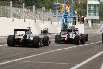 World © Octane Photographic Ltd. Friday Friday 5th September 2014. GP2 Practice – Italian GP - Monza, Italy. Waiting for the track to open . Digital Ref : 1095CB7D9084