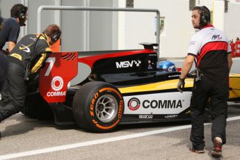 World © Octane Photographic Ltd. Friday Friday 5th September 2014. GP2 Practice – Italian GP - Monza, Italy. Jolyon Palmer – DAMS getting a push clear after stalling in the pitlane. Digital Ref : 1095CB7D9130