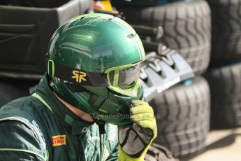 World © Octane Photographic Ltd. Friday Saturday 6th September 2014. GP2 Race 1 – Italian GP - Monza, Italy. EQ8 Caterham Racing mechanic taking a rest. Digital Ref :