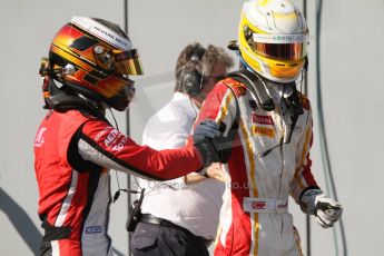 World © Octane Photographic Ltd. Friday Saturday 6th September 2014. GP2 Race 1 – Italian GP - Monza, Italy. Stoffel Vandoorne - ART Grand Prix and Arthur Pic - Campos Racing. Digital Ref :