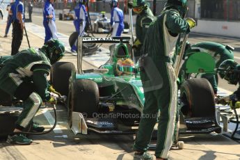 World © Octane Photographic Ltd. Friday Saturday 6th September 2014. GP2 Race 1 – Italian GP - Monza, Italy. Rio Haryanto pit stop action - EQ8 Caterham Racing. Digital Ref :