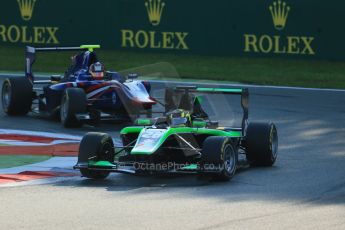 World © Octane Photographic Ltd. Saturday 6th September 2014. GP3 Race 1, Italian GP, Monza - Italy. Nick Yelloly - Status Grand Prix and Emil Bernstorff - Carlin. Digital Ref :  1108LB1D6384