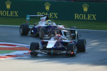 World © Octane Photographic Ltd. Saturday 6th September 2014. GP3 Race 1, Italian GP, Monza - Italy. Kevin Ceccon and Pal Varhaug - Jenzer Motorsport. Digital Ref : 1108LB1D6432