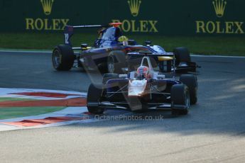 World © Octane Photographic Ltd. Saturday 6th September 2014. GP3 Race 1, Italian GP, Monza - Italy. Luca Ghiotto - Trident and Luis Sa Silva - Carlin. Digital Ref : 1108LB1D6441