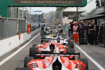 World © Octane Photographic Ltd. Sunday 7th September 2014. GP3 Race 2, Italian GP, Monza - Italy. The field ready to leave the pitlane. Digital Ref : 1110CB7D0620