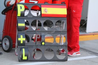 World © Octane Photographic Ltd. Sunday 7th September 2014, Italian GP, Monza - Italy. - Formula 1 Pitlane. Scuderia Ferrari F14T - Fernando Alonso pit board. Digital Ref: 1109CB7D0416