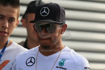 World © Octane Photographic Ltd. Sunday 7th September 2014, Italian GP, Monza - Italy. - Formula 1 Paddock. Mercedes AMG Petronas F1 W05 Hybrid – Lewis Hamilton. Digital Ref: 1109LB1D7114