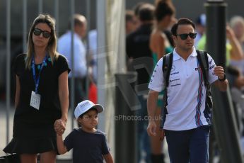 World © Octane Photographic Ltd. Sunday 7th September 2014, Italian GP, Monza - Italy. - Formula 1 Paddock. Williams Martini Racing FW36 – Felipe and wife Raffaela Bassi with son Felipinho Massa. Digital Ref: 1109LB1D7224