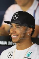 World © Octane Photographic Ltd. Thursday 4th September 2014, Italian GP, Autodromo di Monza. - Formula 1 Driver Press Conference. Mercedes AMG Petronas F1 W05 – Lewis Hamilton. Digital Ref: 1092LB1D2602