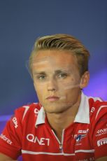 World © Octane Photographic Ltd. Thursday 4th September 2014, Italian GP, Autodromo di Monza. - Formula 1 Driver Press Conference. Marussia F1 Team MR03 – Max Chilton. Digital Ref: 1092LB1D2740