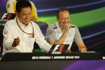 World © Octane Photographic Ltd. Friday 3rd October 2014, Japanese Grand Prix - Suzuka. Formula 1 Drivers’ Press conference. Honda Head of Motorsport - Yasuhisa Arai and McLaren Mercedes Chief Operating Officer (COO) – Jonathan Neale. Digital Ref: