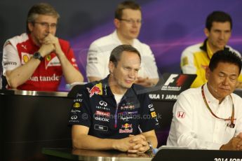 World © Octane Photographic Ltd. Friday 3rd October 2014, Japanese Grand Prix - Suzuka. - Formula 1 Drivers’ Press conference. Infiniti Red Bull Racing Head of Car Engineering - Paul Monaghan. Digital Ref :