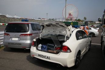 World © Octane Photographic Ltd. Friday 3rd October 2014, Japanese Grand Prix - Suzuka. - Formula 1 Practice 2. Crash intervention and medical teams trackside. Digital Ref: