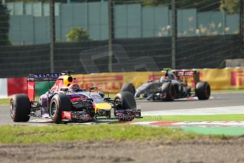 World © Octane Photographic Ltd. Friday 3rd October 2014, Japanese Grand Prix - Suzuka. Formula 1 Practice 2. Infiniti Red Bull Racing RB10 - Sebastian Vettel and Sauber C33 – Esteban Gutierrez. Digital Ref: