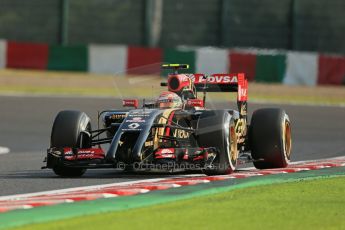 World © Octane Photographic Ltd. Friday 3rd October 2014, Japanese Grand Prix - Suzuka. - Formula 1 Practice 2. Lotus F1 Team E22 – Pastor Maldonado. Digital Ref: