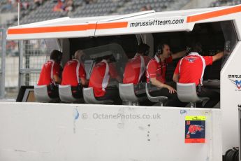 World © Octane Photographic Ltd. Saturday 4th October 2014, Japanese Grand Prix - Suzuka. - Formula 1 Practice 3. Marussia F1 Team MR03 pitwall. Digital Ref: