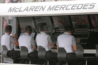 World © Octane Photographic Ltd. Saturday 4th October 2014, Japanese Grand Prix - Suzuka. - Formula 1 Practice 3. McLaren Mercedes pitwall. Digital Ref: