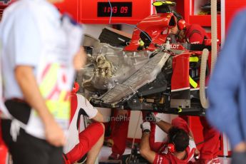 World © Octane Photographic Ltd. Saturday 4th October 2014, Japanese Grand Prix - Suzuka. - Formula 1 Practice 3. Scuderia Ferrari F14T engine detail – Kimi Raikkonen. Digital Ref: