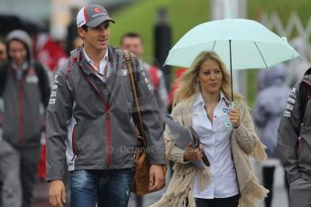 World © Octane Photographic Ltd. Sunday 5th October 2014, Japanese Grand Prix - Suzuka. Formula 1 Paddock. Sauber F1 Team - Adrial Sutil and Jennifer Beck. Digital Ref: 1138CB5D6588