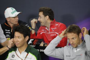 World © Octane Photographic Ltd. Thursday 2nd October 2014, Japanese Grand Prix - Suzuka. - Formula 1 Drivers’ Press conference. Sahara Force India – Nico Hulkenburg and Marussia F1 Team - Jules Bianchi. Digital Ref :