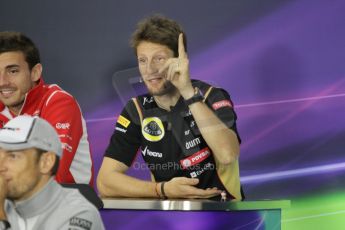World © Octane Photographic Ltd. Thursday 2nd October 2014, Japanese Grand Prix - Suzuka. - Formula 1 Drivers’ Press conference. Lotus F1 Team - Romain Grosjean. Digital Ref: 1131CB1D2570
