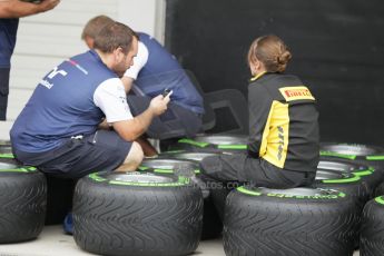 World © Octane Photographic Ltd. Thursday 2nd October 2014, Japanese Grand Prix - Suzuka. - Formula 1 Paddock. Pirelli intermediate tyres - Williams Martini Racing. Digital Ref: 1129CB1D2100