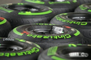 World © Octane Photographic Ltd. Thursday 2nd October 2014, Japanese Grand Prix - Suzuka. - Formula 1 Paddock. Pirelli intermediate tyres - McLaren Mercedes. Digital Ref: 1129CB1D2111