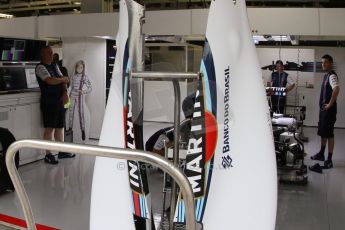 World © Octane Photographic Ltd. Thursday 2nd October 2014, Japanese Grand Prix - Suzuka. - Formula 1 Pitlane. Williams Martini Racing FW36 – Susie Wolff cartoon figure. Digital Ref: 1129CB7D0931