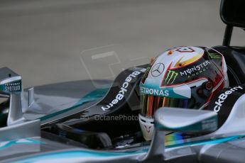 World © Octane Photographic Ltd. Saturday 4th October 2014, Japanese Grand Prix - Suzuka. - Formula 1 Qualifying Parc Ferme. Mercedes AMG Petronas F1 W05 Hybrid – Lewis Hamilton. Digital Ref:
