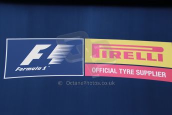 World © Octane Photographic Ltd. 2014 Formula 1 Winter Testing, Circuito de Velocidad, Jerez Winter testing set up day – Monday 27th January 2014. Pirelli official F1 tyre supplier logo. Digital Ref : 0879cb1d8832