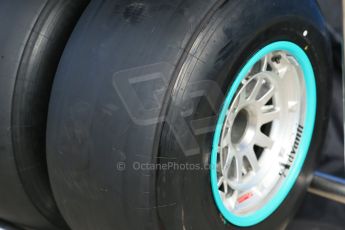 World © Octane Photographic Ltd. 2014 Formula 1 Winter Testing, Circuito de Velocidad, Jerez Winter testing set up day – Monday 27th January 2014. Mercedes AMG Petronas wheels with Pirelli black winter test compound tyres. Digital Ref : 0879cb1d9362