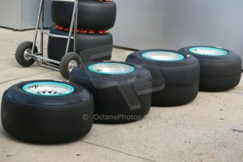 World © Octane Photographic Ltd. 2014 Formula 1 Winter Testing, Circuito de Velocidad, Jerez Winter testing set up day – Monday 27th January 2014. Mercedes AMG Petronas wheels with Pirelli black winter test compound tyres. Digital Ref : 0879cb1d9365