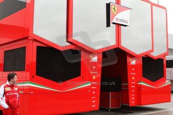 World © Octane Photographic Ltd. 2014 Formula 1 Winter Testing, Circuito de Velocidad, Jerez Winter testing set up day – Monday 27th January 2014. Scuderia Ferrari workshop transporters. Digital Ref :  0879cb7d6966