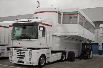 World © Octane Photographic Ltd. 2014 Formula 1 Winter Testing, Circuito de Velocidad, Jerez Winter testing set up day – Monday 27th January 2014. Sauber engineering transporter. Digital Ref : 0879cb7d6981