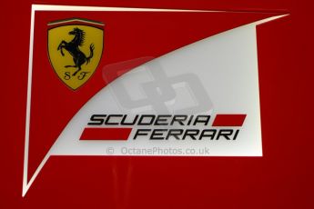 World © Octane Photographic Ltd. 2014 Formula 1 Winter Testing, Circuito de Velocidad, Jerez Winter testing set up day – Monday 27th January 2014. Scuderia Ferrari illuminated logo. Digital Ref : 0879cb7d6985