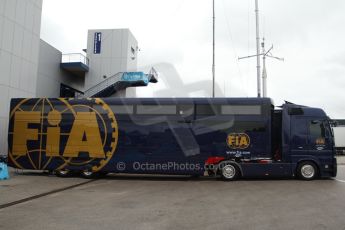 World © Octane Photographic Ltd. 2014 Formula 1 Winter Testing, Circuito de Velocidad, Jerez Winter testing set up day – Monday 27th January 2014. FIA transporter. Digital Ref : 0879cb7d6989