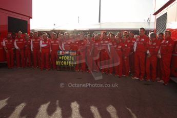 World © Octane Photographic Ltd. 2014 Formula 1 Winter Testing, Circuito de Velocidad, Jerez Winter testing set up day – Monday 27th January 2014. Ferrari team members show their support for Michael Schumacher #ForzaMichael! Digital Ref : 0879lw7d7014