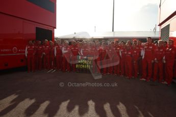 World © Octane Photographic Ltd. 2014 Formula 1 Winter Testing, Circuito de Velocidad, Jerez Winter testing set up day – Monday 27th January 2014. Ferrari team members show their support for Michael Schumacher #ForzaMichael! Digital Ref : 0879lw7d7033