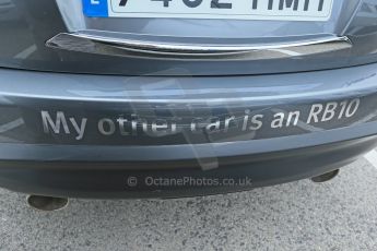 World © Octane Photographic Ltd. 2014 Formula 1 Winter Testing, Circuito de Velocidad, Jerez. Tuesday 28th January 2014. Day 1. Infiniti Red Bull Racing bumper sticker "My other car is an RB10". Digital Ref: 0882cb1d0495