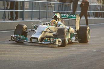 World © Octane Photographic Ltd. 2014 Formula 1 Winter Testing, Circuito de Velocidad, Jerez. Tuesday 28th January 2014. Day 1. Mercedes AMG Petronas F1 W05 – Lewis Hamilton. Digital Ref: 0882cb1d9294