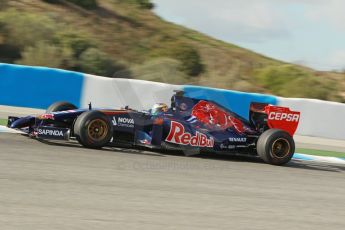 World © Octane Photographic Ltd. 2014 Formula 1 Winter Testing, Circuito de Velocidad, Jerez. Tuesday 28th January 2014. Day 1. Scuderia Toro Rosso STR9 - Jean-Eric Vergne. Digital Ref: 0882cb1d9364