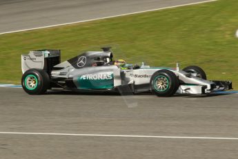 World © Octane Photographic Ltd. 2014 Formula 1 Winter Testing, Circuito de Velocidad, Jerez. Tuesday 28th January 2014. Day 1. Mercedes AMG Petronas F1 W05 – Lewis Hamilton. Digital Ref: 0882cb1d9393