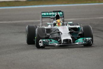 World © Octane Photographic Ltd. 2014 Formula 1 Winter Testing, Circuito de Velocidad, Jerez. Tuesday 28th January 2014. Day 1. Mercedes AMG Petronas F1 W05 – Lewis Hamilton. Digital Ref: 0882cb1d9453