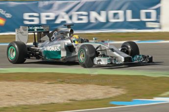 World © Octane Photographic Ltd. 2014 Formula 1 Winter Testing, Circuito de Velocidad, Jerez. Tuesday 28th January 2014. Day 1. Mercedes AMG Petronas F1 W05 – Lewis Hamilton. Digital Ref: 0882cb1d9510