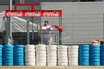 World © Octane Photographic Ltd. 2014 Formula 1 Winter Testing, Circuito de Velocidad, Jerez. Tuesday 28th January 2014. Day 1. Red flag caused by Lewis Hamilton's crash. Digital Ref: 0882cb1d9517