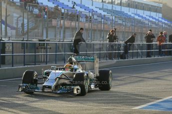 World © Octane Photographic Ltd. 2014 Formula 1 Winter Testing, Circuito de Velocidad, Jerez. Tuesday 28th January 2014. Day 1. Mercedes AMG Petronas F1 W05 – Lewis Hamilton. Digital Ref: 0882lb1d0056