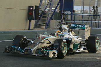 World © Octane Photographic Ltd. 2014 Formula 1 Winter Testing, Circuito de Velocidad, Jerez. Tuesday 28th January 2014. Day 1. Mercedes AMG Petronas F1 W05 – Lewis Hamilton. Digital Ref: 0882lb1d0059